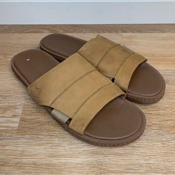 Tommy Bahama Ruggero Men’s Leather Slide Brown Sandals - Picture 3 of 12